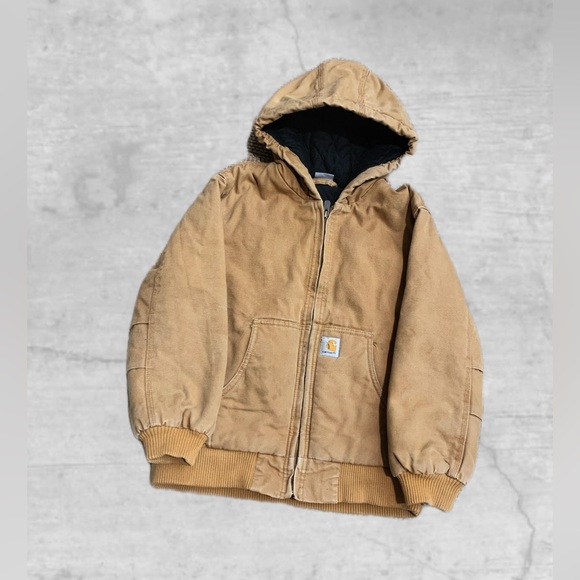 Carhartt Other - Carhartt Jacket Youth Boys M (10-12) Brown Quilt Lined Duck Canvas Hooded